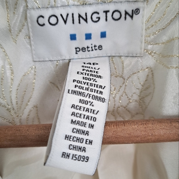 Covington Cream & Gold‎ Embossed Blazer - Size 14 Petite NWT - Picture 5 of 11